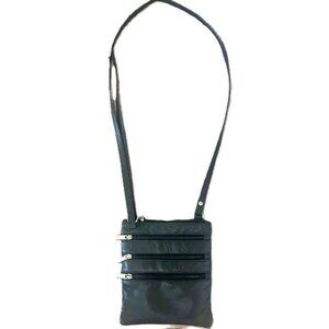 Purse Ladies Black Leather Small 8.4 x 7.3 in Adjustable Strap